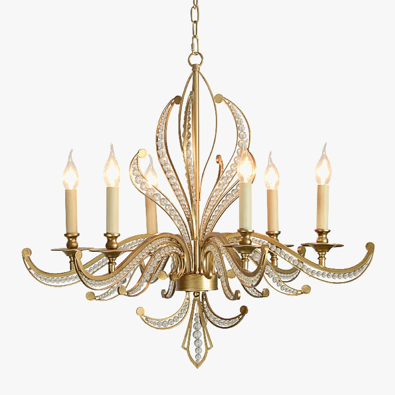 Lampadario cristalli dorati elegante