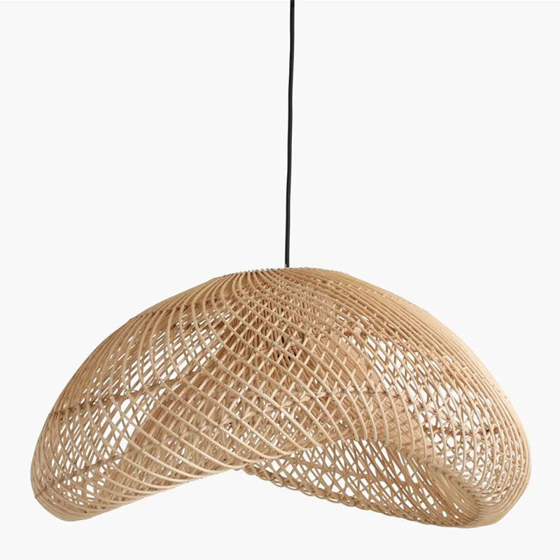 Lampadario in rattan stile Wabi sabi fatto a mano