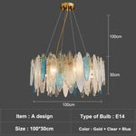 Lustre En Verre Moderne Valentina A - 100Cm Blue / Chaude Luminaire Chambre
