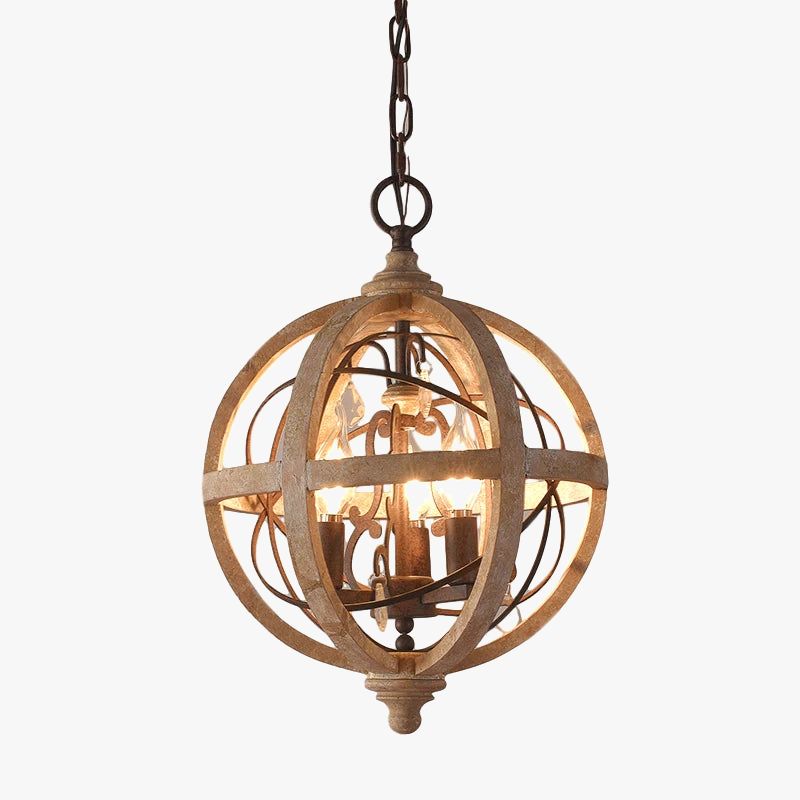 Lampadario antico sfera in legno