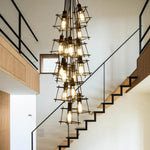 Lustre Industriel À Lampes Cubiques Suspendues Luminaire Chambre