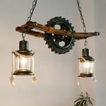 Lustre industriel avec poulie