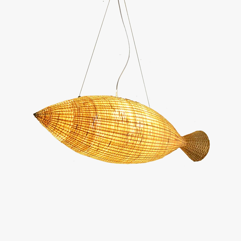 Lampadario giapponese in bambù