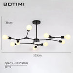 Lustre Led Design Noir Branches 9 Lampes Luminaire Chambre