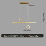 Lustre Led Minimaliste Reez Métal Doré Luminaire Doré