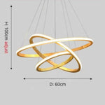 Lustre Led Moderne Anneaux Bois Ibarne 3 - 20X40X60 Cm / Froide Luminaire Chambre