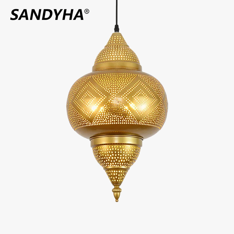 lampadario led sandyha stile sud-est asiatico decorazione interna dorata