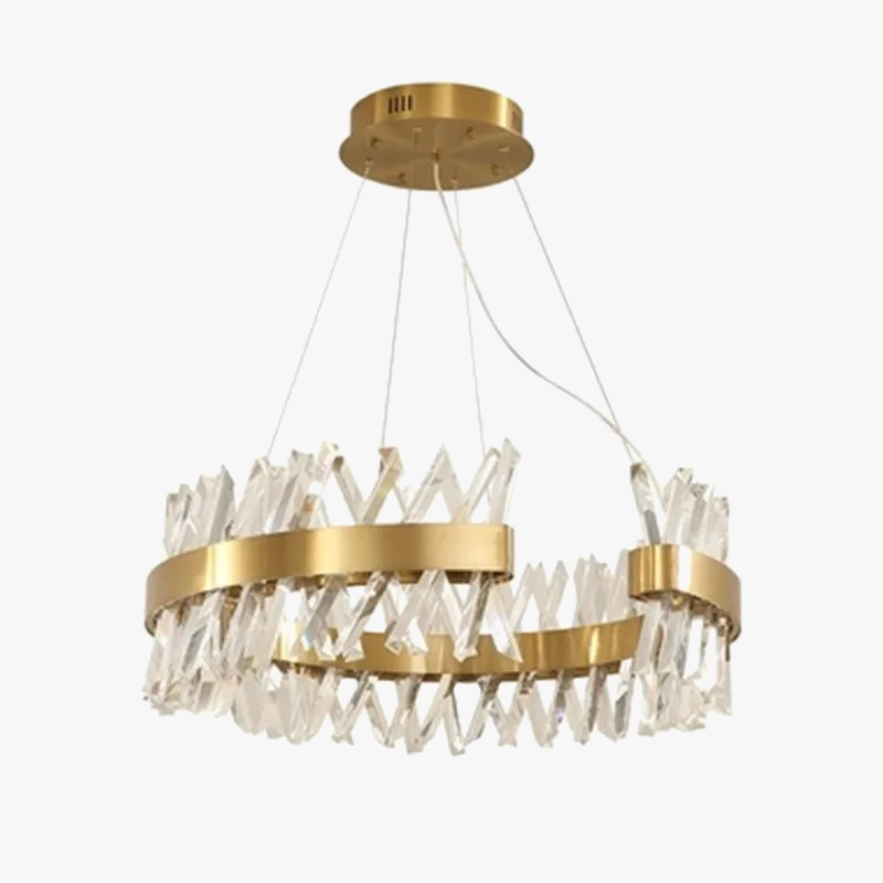 lampadario moderno in cristallo dorato illuminazione led design elegante