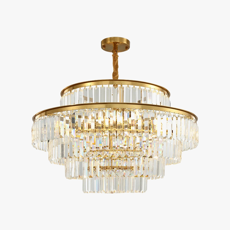 lampadario moderno in cristallo dorato per illuminazione decorativa interna