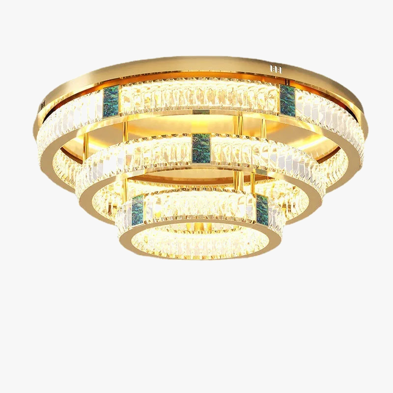 lampadario moderno in cristallo rotondo a tre strati led