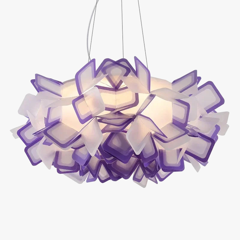 lampadario moderno a LED con protezione occhi in piume