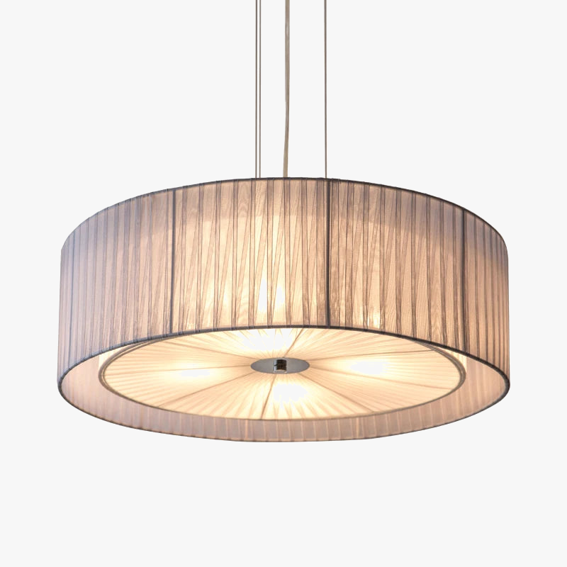 lampadario moderno nordico in ferro con paralume in garza