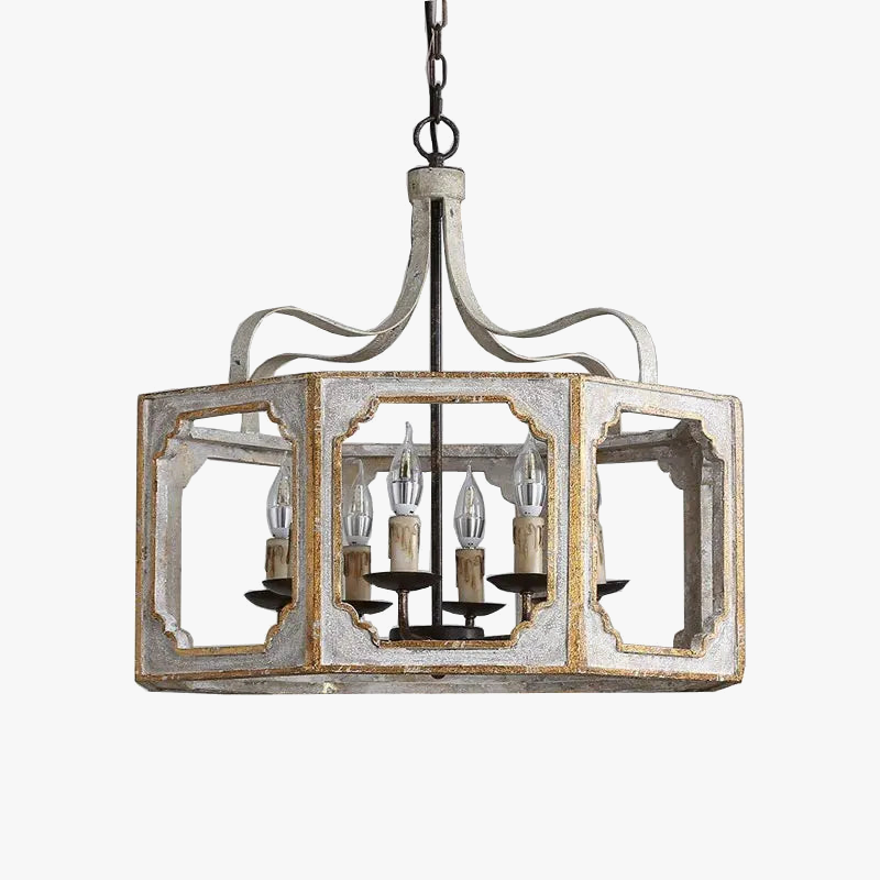 Lampadario retrò sospeso in legno elegante