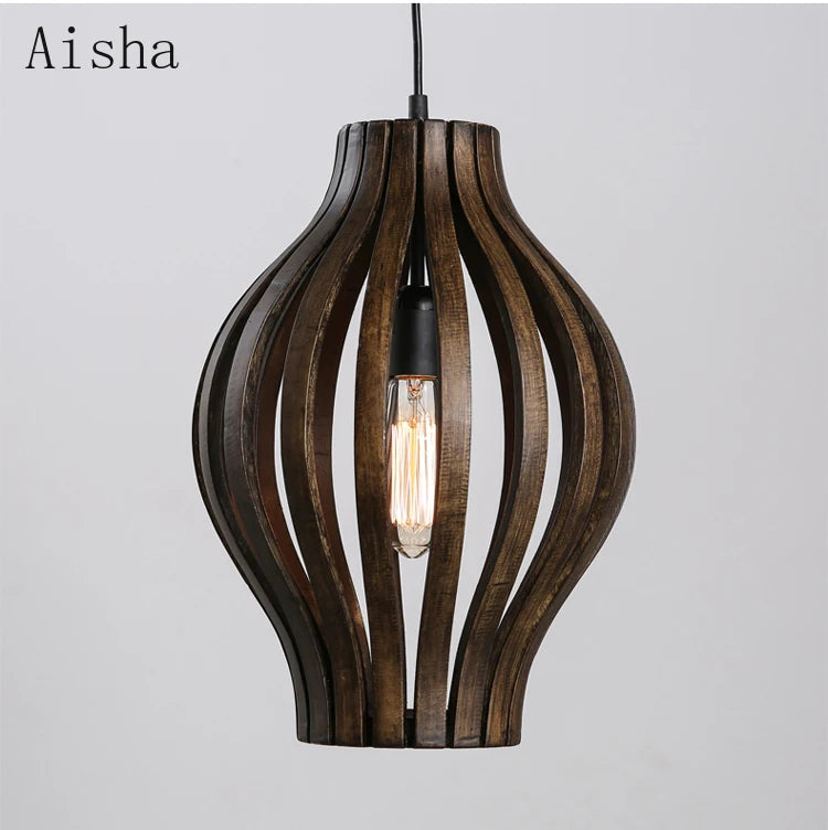Lampadario retrò in legno asiatico elegante