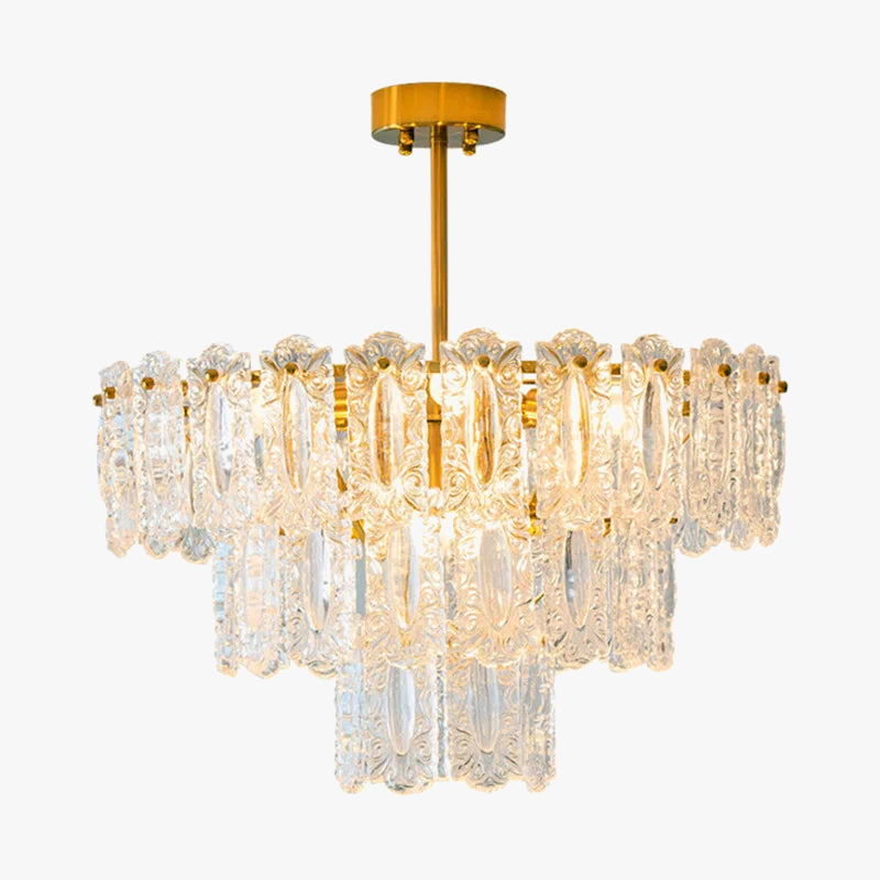 lampadario rotondo in vetro artistico per interni moderni