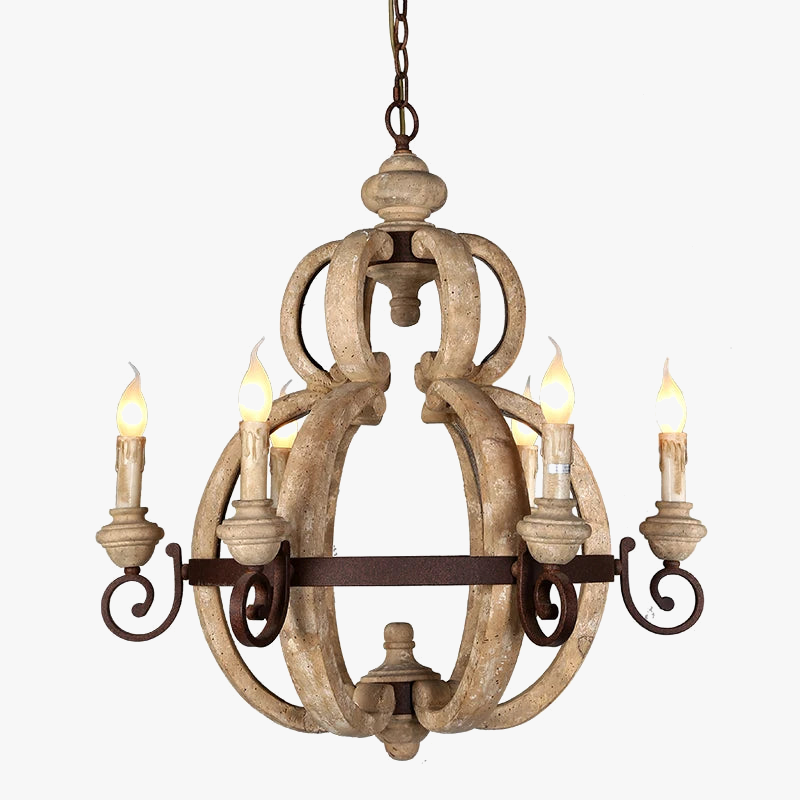 Lampadario elegante in legno rustico