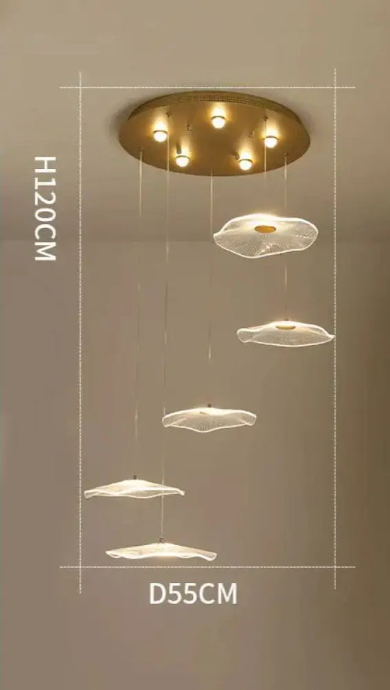 Lustre Villa Moderne Minimaliste Luxe créatif tournant escalier long