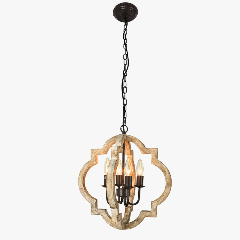 Sospensione industriale vintage legno metallo