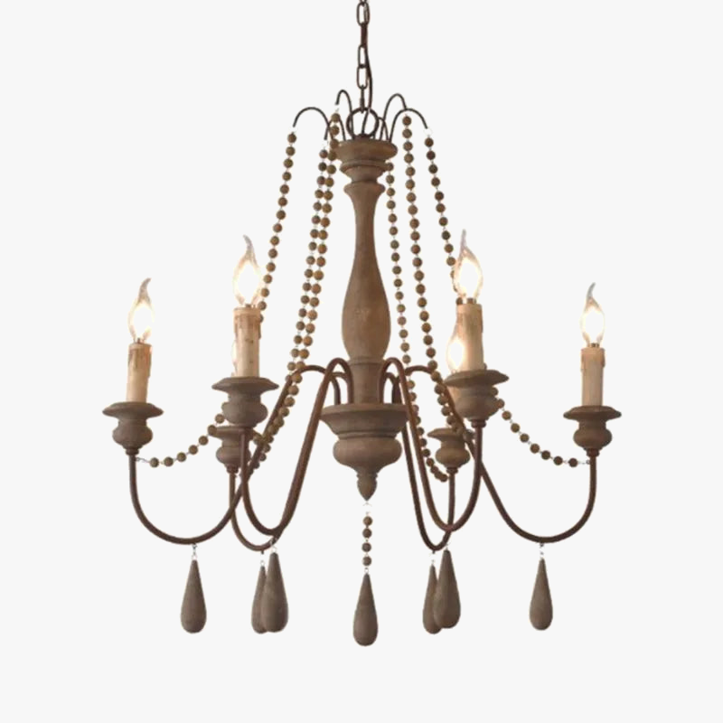 Elegante lampadario rustico in legno vintage