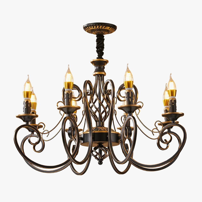 Lampadario vintage in ferro battuto
