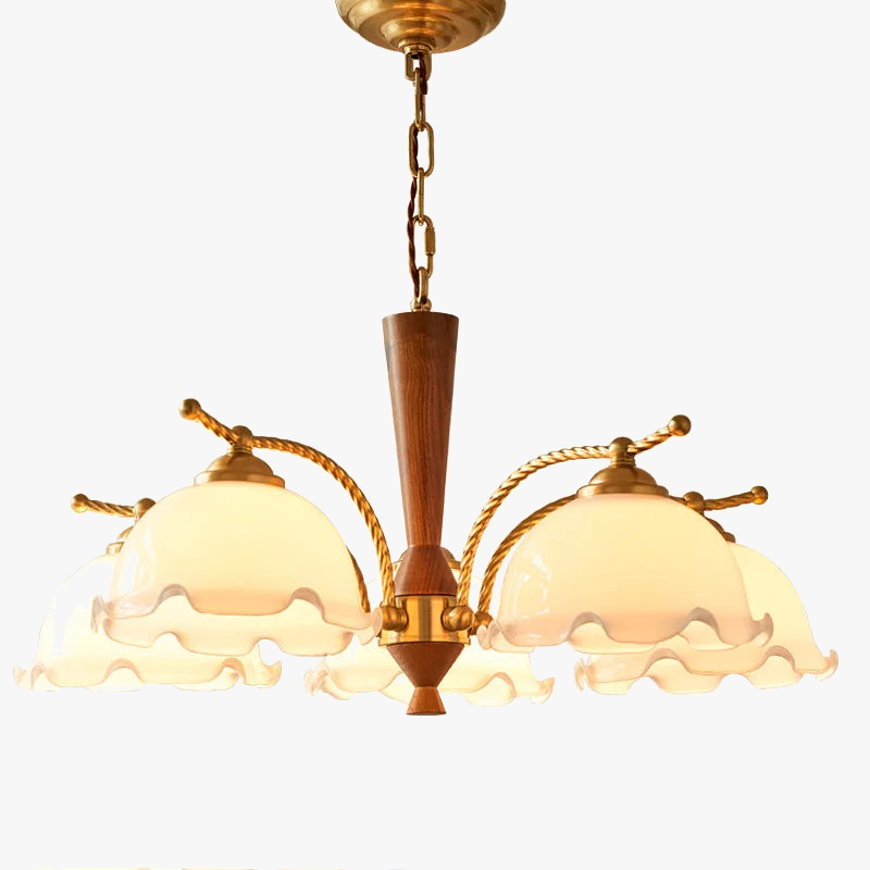 Lampadario vintage medievale romantico in legno massiccio stile giapponese retrò