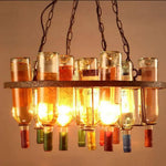 Lustre Vintage Métal Bouteilles Colorées Luminaire Chambre