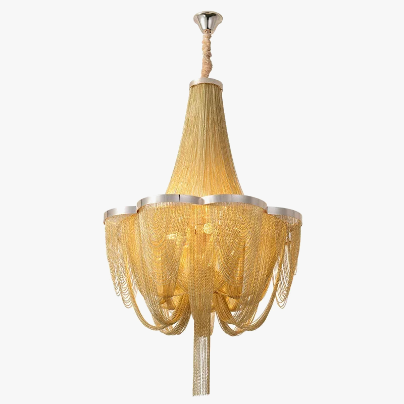 Lampadari argento, illuminazione chic moderna.