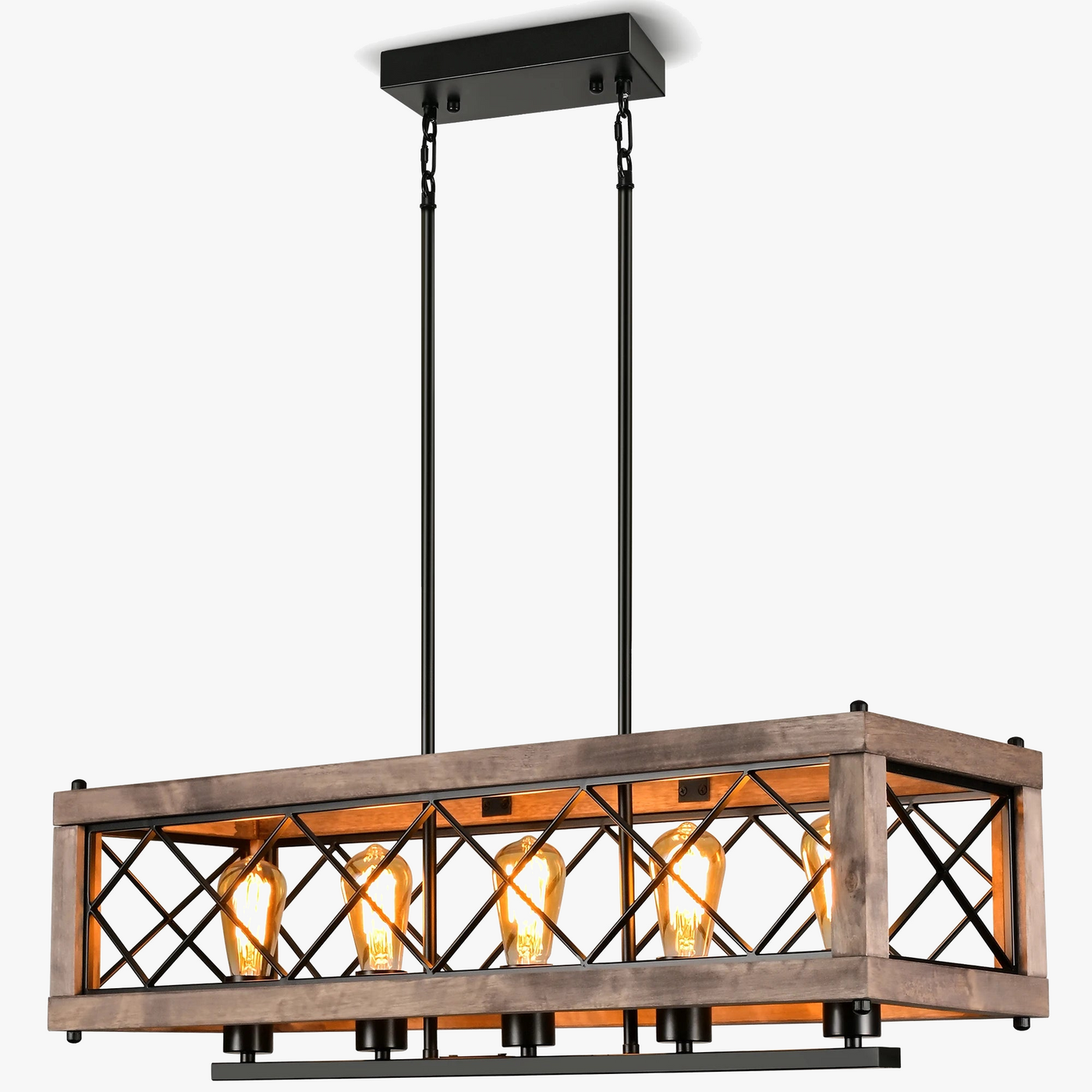 Lampadario vintage in legno rustico
