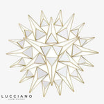 Miroir Mural Design 3D Triangles Luminaire Doré