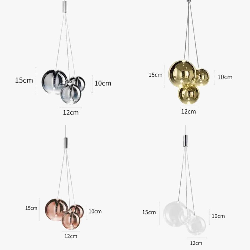 Lampada a sospensione elegante LED a sfera in vetro