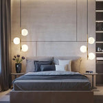 Nordic Glass Ball Led Pendant Lights Brass Black Bedroom Hanging Lamp Modern Living Room Dining