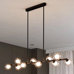 Nordic Long Led Pendant Lights Glass Ball Black Gold For Dining Room Table Bar Counter Chandeliers