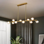 Nordic Long Led Pendant Lights Glass Ball Black Gold For Dining Room Table Bar Counter Chandeliers