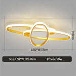 Plafonnier Led Orfa Anneaux Imbriqués Doré - 50 X 37 Cm Luminaire Chambre