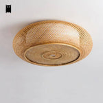 Plafonnier Rond Style Japonais Bambou Luminaire Chambre