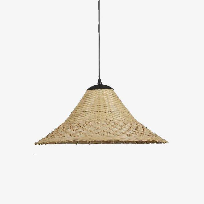 Lampada a sospensione rustica LED con paralume in rattan