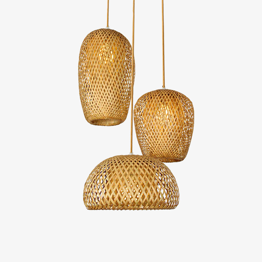 Lampada a sospensione in rattan LED con diverse forme arrotondate Bamboo