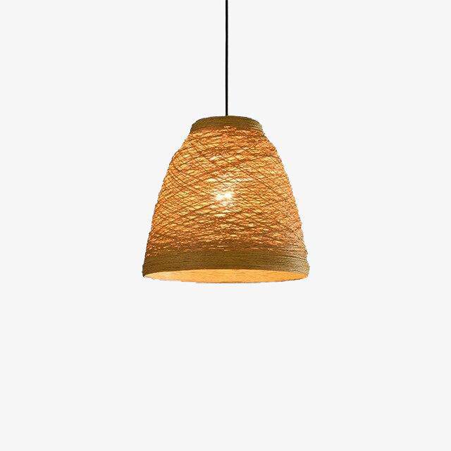 Lampada a sospensione in rattan LED colorata stile rustico