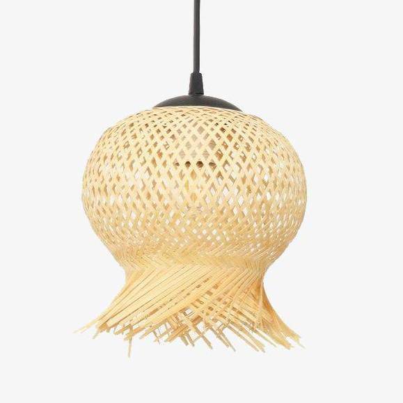 Lampada a sospensione in rattan LED dalle forme arrotondate Creativa