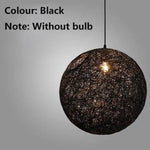 Suspension Boule Tissu Wicker Noir / 15Cm Luminaire Chambre