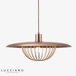 Suspension Cage Dorée Longitudinale Luminaire Doré