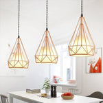Suspension Cage Rétro Pyramidale Luminaire Doré