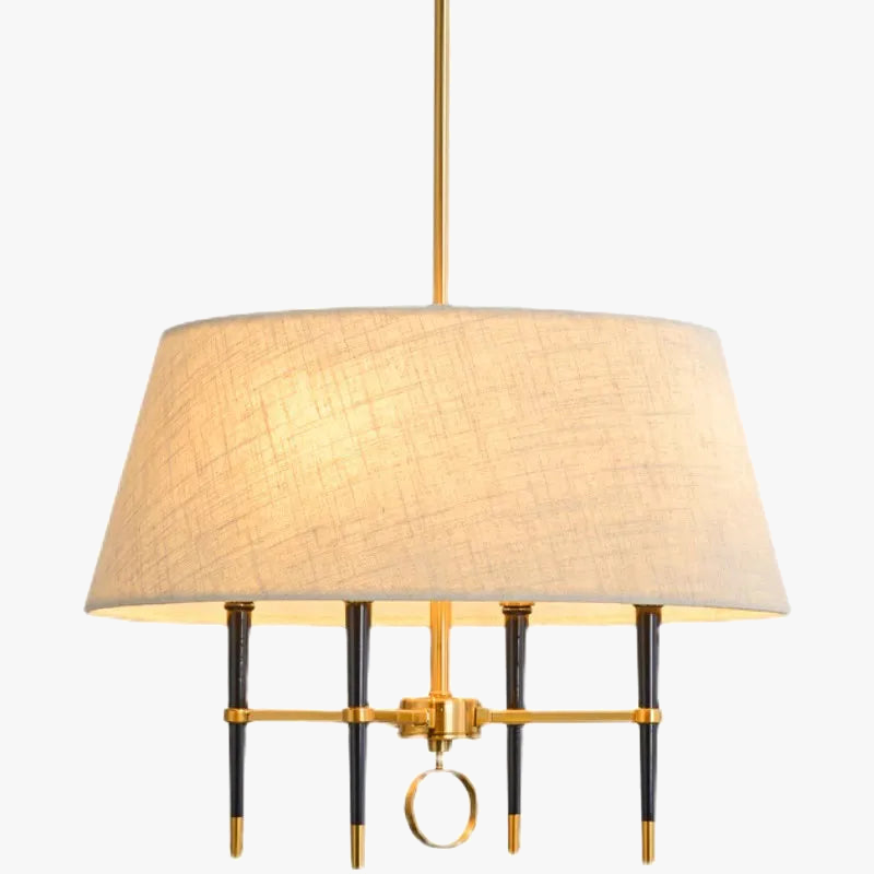 lampadario a sospensione circolare in tessuto stile cinese con lampadario in rame