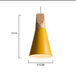 Suspension Conique Bois-Aluminium Jaune - Small Luminaire Chambre