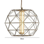 Suspension Design Cage Géométrique Fine A - Doré 60Cm Luminaire Doré