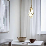 Suspension Dorée Métal-Verre Formes Variées Luminaire Chambre