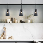 Suspension Double Tube Verre Fumé Luminaire Chambre