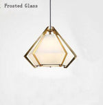 Suspension Géométrique Dorée Diamond Verre Coloré B Luminaire Chambre