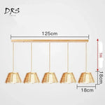 Suspension Led Bois Cage Conique 5 Lampes Luminaire Chambre