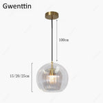 Suspension Led Boule Verre Dorée Luminaire Doré